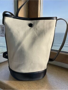 GAP Cream Canvas Bucket Bag with Black Trim